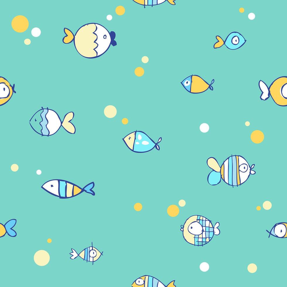 Aquarium fish life seamless pattern. vector