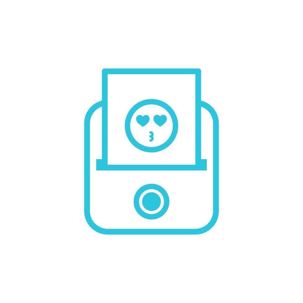 Travel friendly mini printer icon. Isolated on white background. Blue icon set. vector