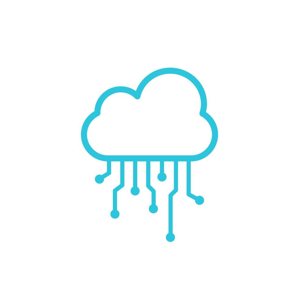 Modern technologies icon. Cloud and circuits. Isolated on white background. Blue icon set. vector