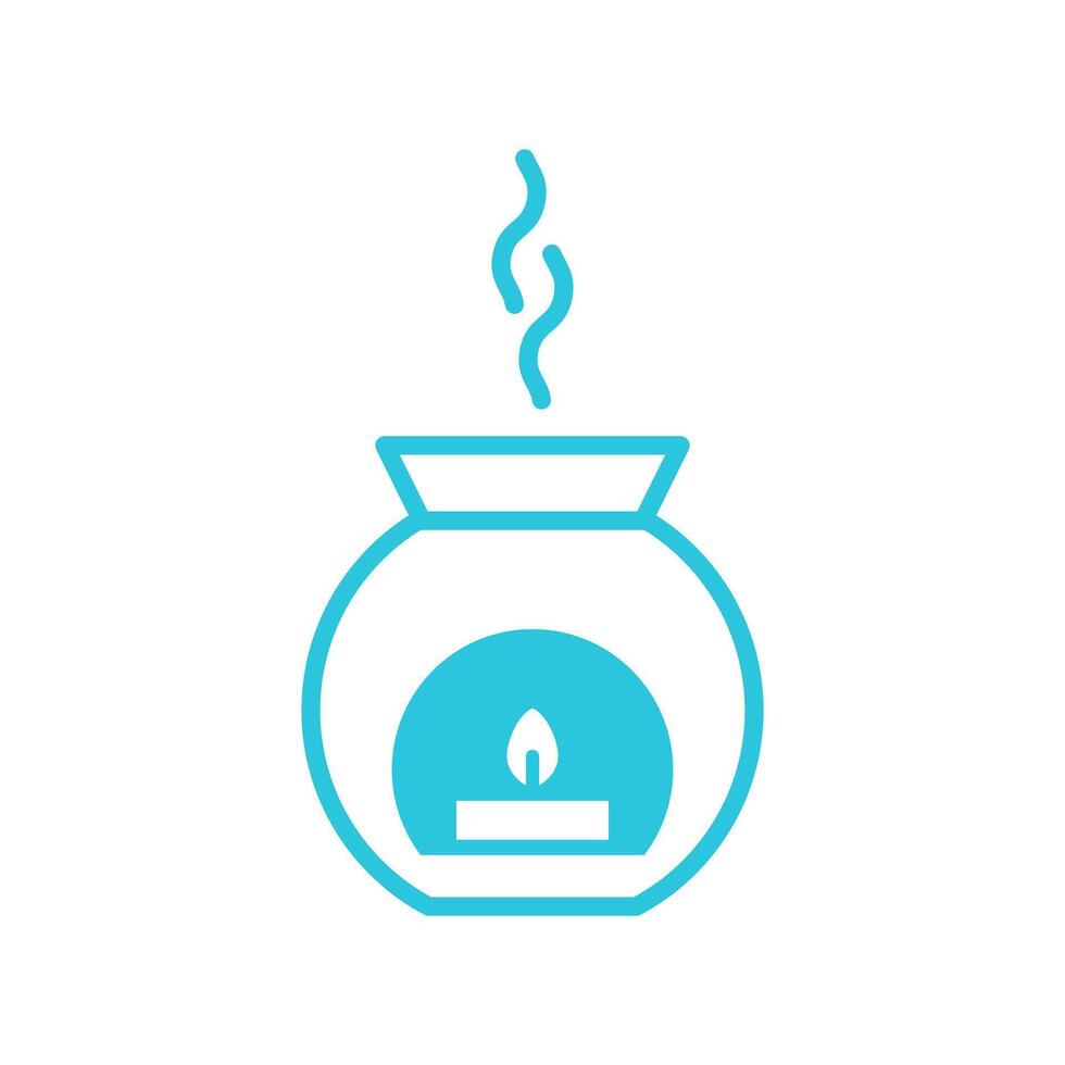 Aromatherapy Candle. Wellness Essence. Isolated on white background. Blue icon set. vector