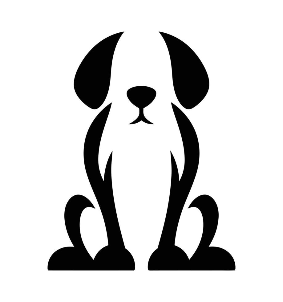 Stylish Black and White Silhouette Dog Graphic vector