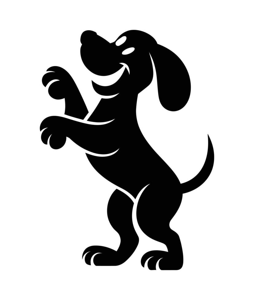 Happy Dog Silhouette Standing on Hind Legs vector
