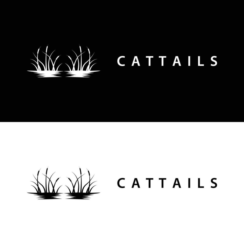 logo cattails river grass simple design river garden illustration template symbol vector