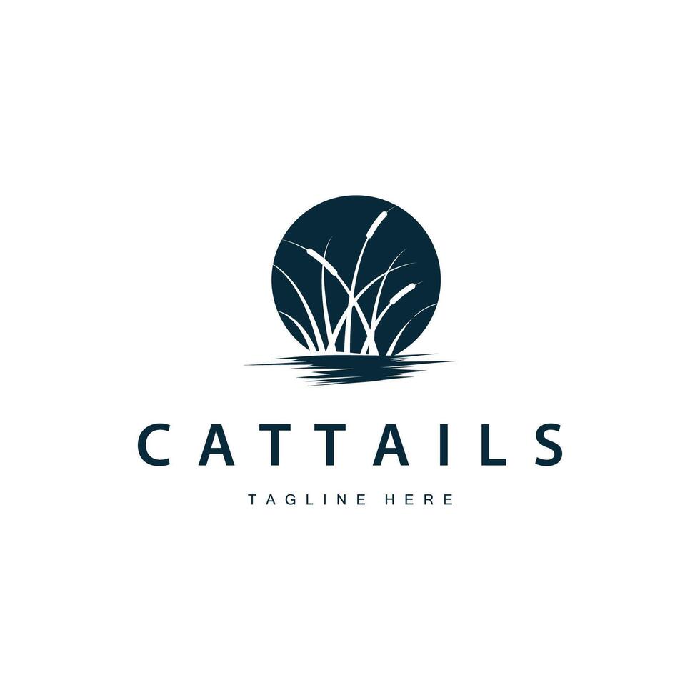 logo cattails river grass simple symbol vector