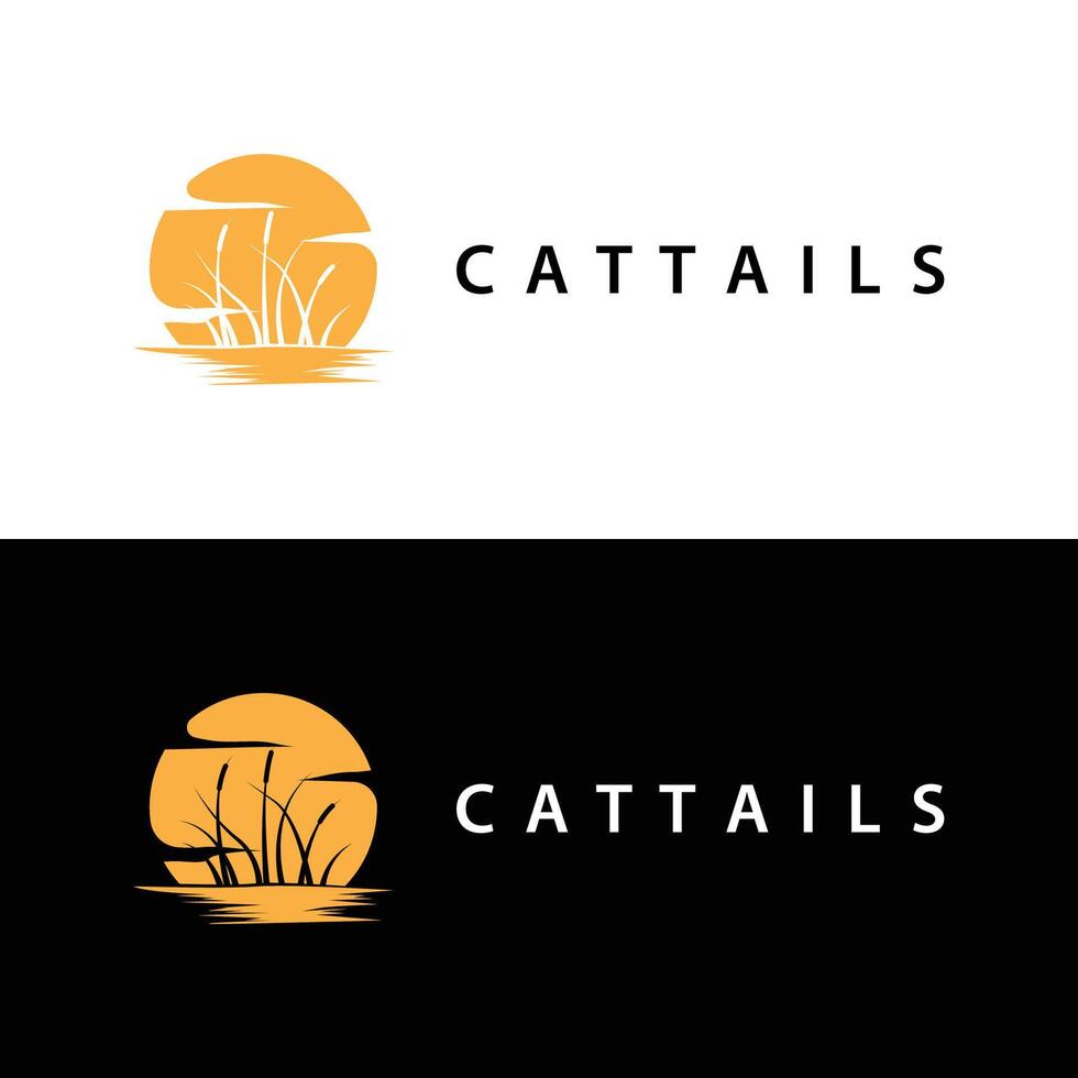 logo cattails simple design river garden template vector