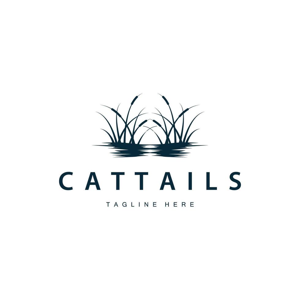 logo cattails river grass simple design vector