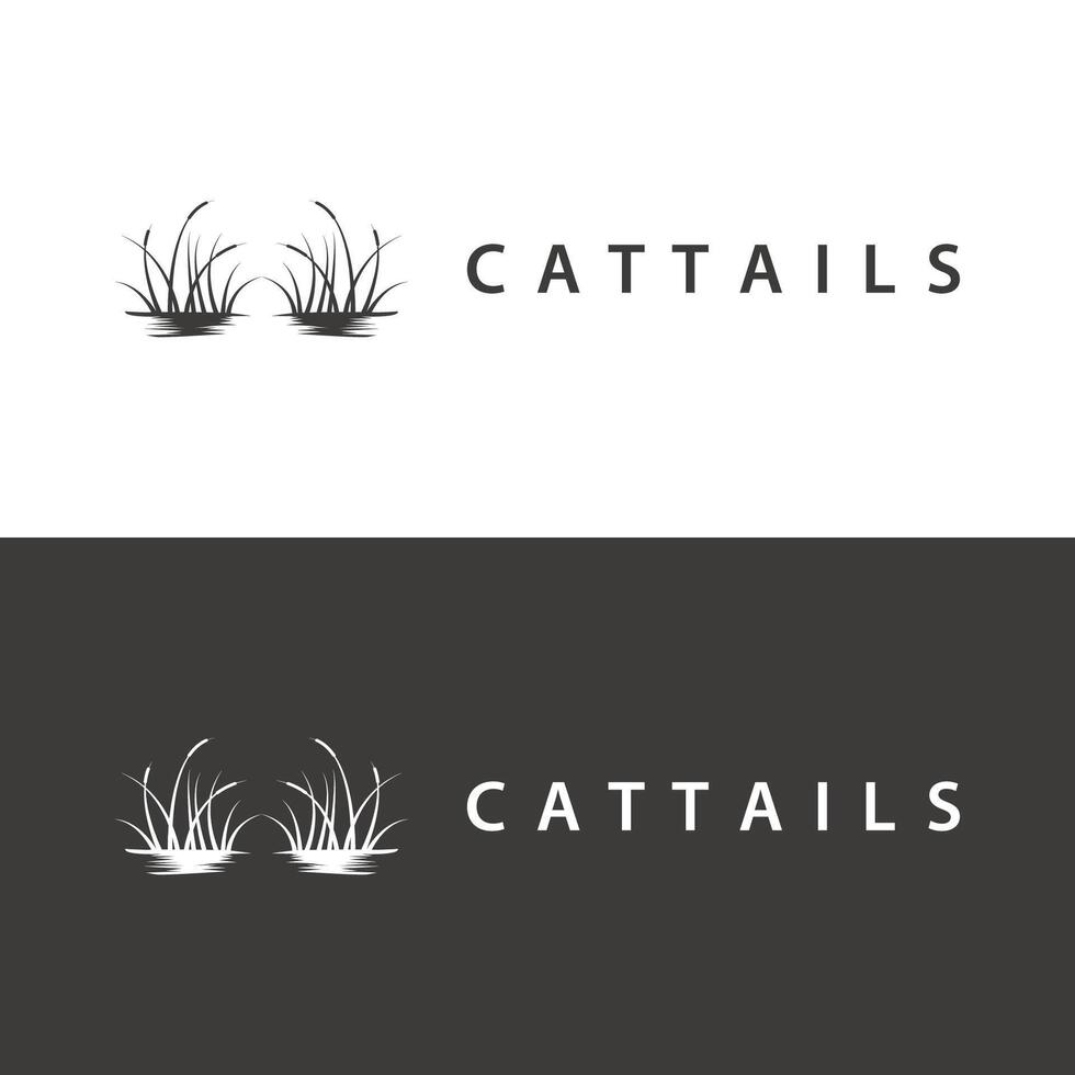 simple design river garden logo cattails river grass illustration template symbol vector
