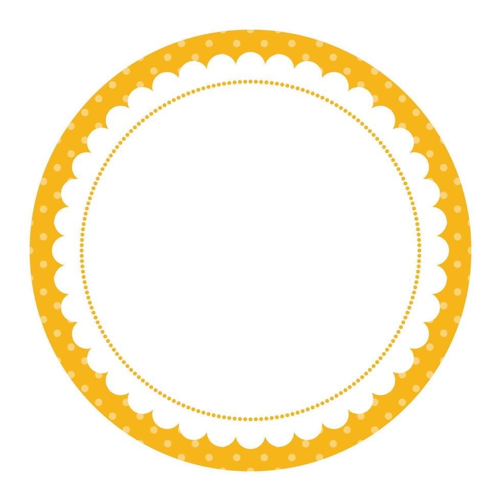 Simple Decorative Yellow Circular Frame with Yellow and White Dots vector