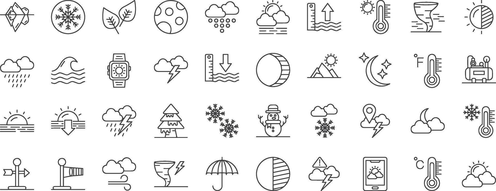 Weather Icons line Set. vector