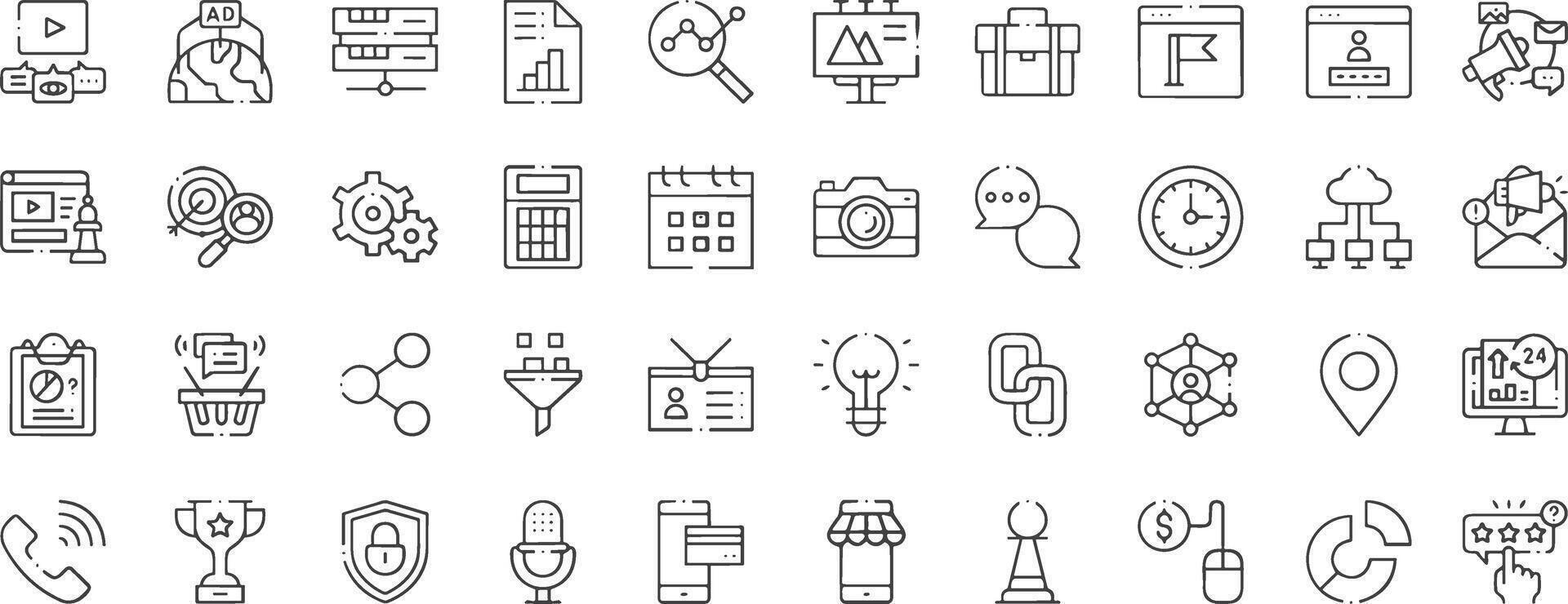 Digital Marketing line Icons Set. vector