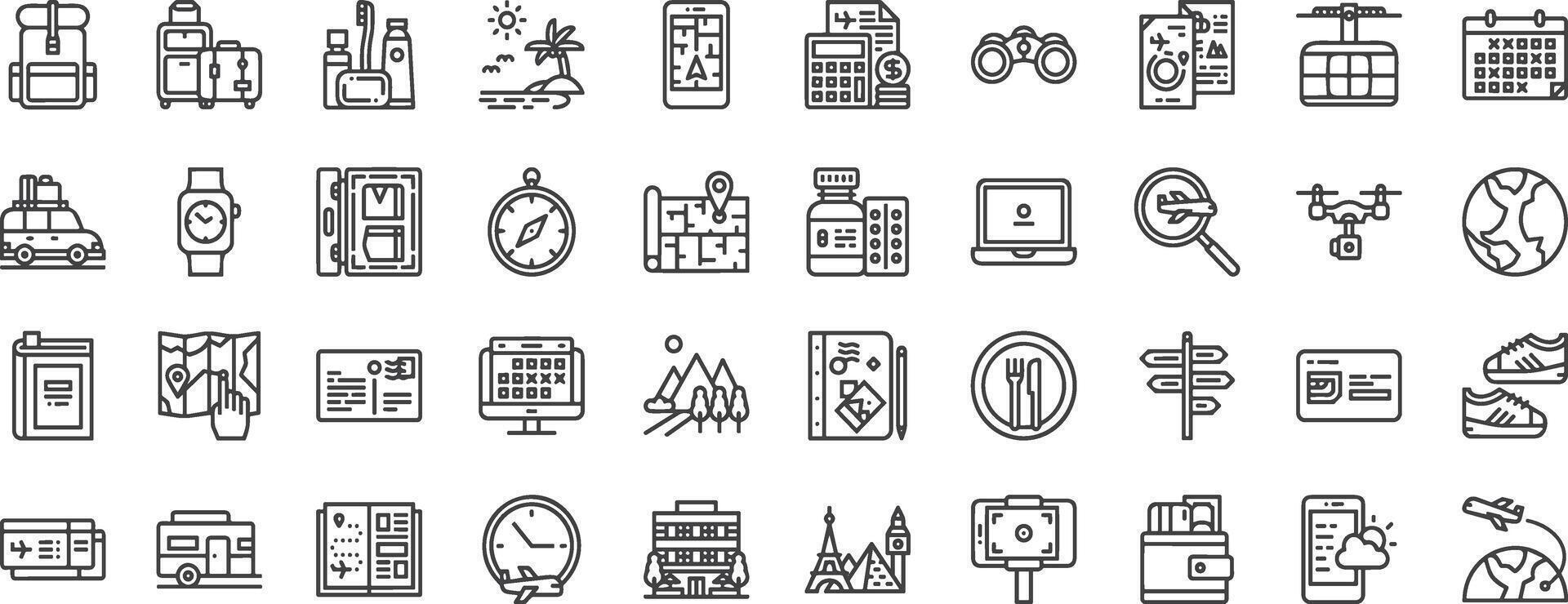 Travel Icons line Set. vector