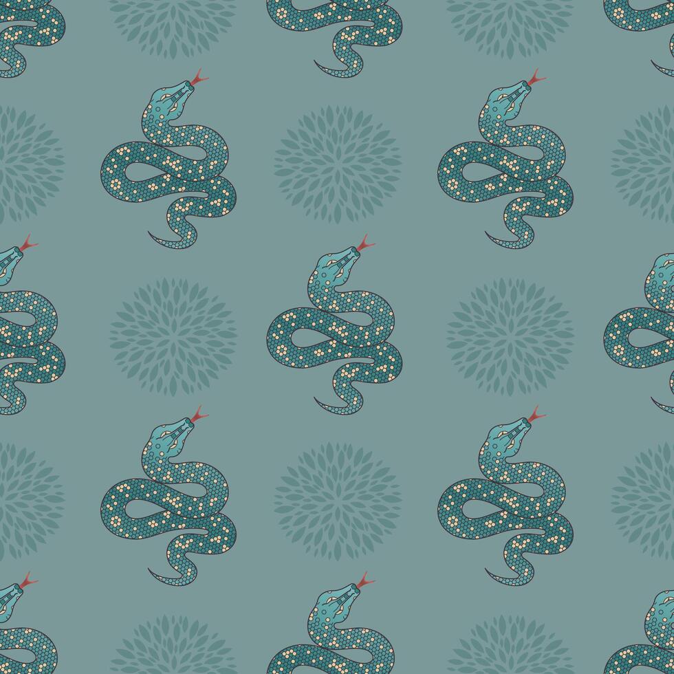 Gradient blue snake seamless pattern. Geometric symbol of Chinese New Year 2025. Background for greeting, banner, textile, wrapping paper vector