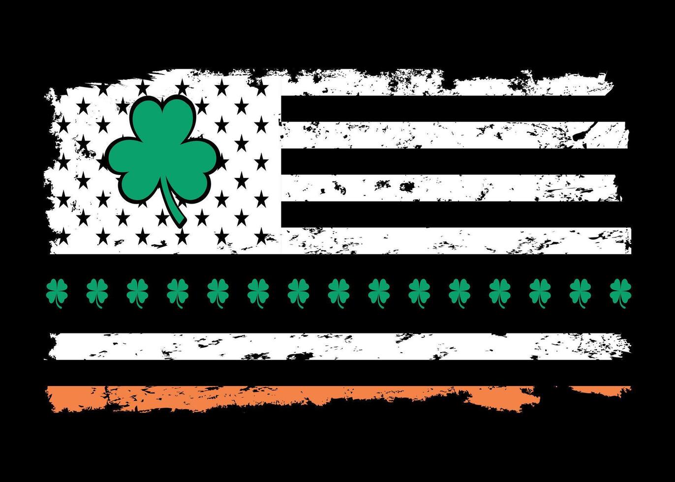 American Irish Flag Shirt, Lucky Shamrock American Flag. vector