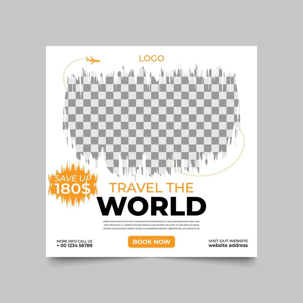 Travel business promotion carousel banner template design for social media post design vector