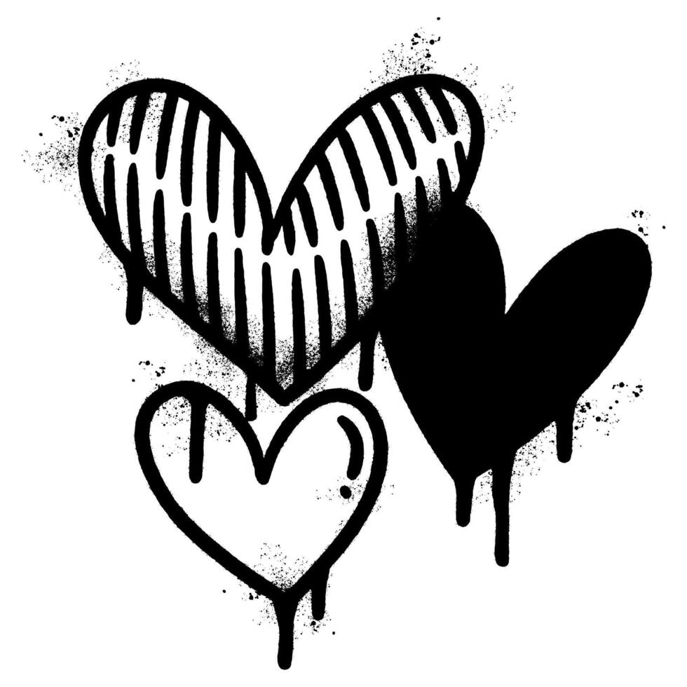 Spray Painted Graffiti heart icon Sprayed isolated with a white background. graffiti love icon with over spray in black over white. vector