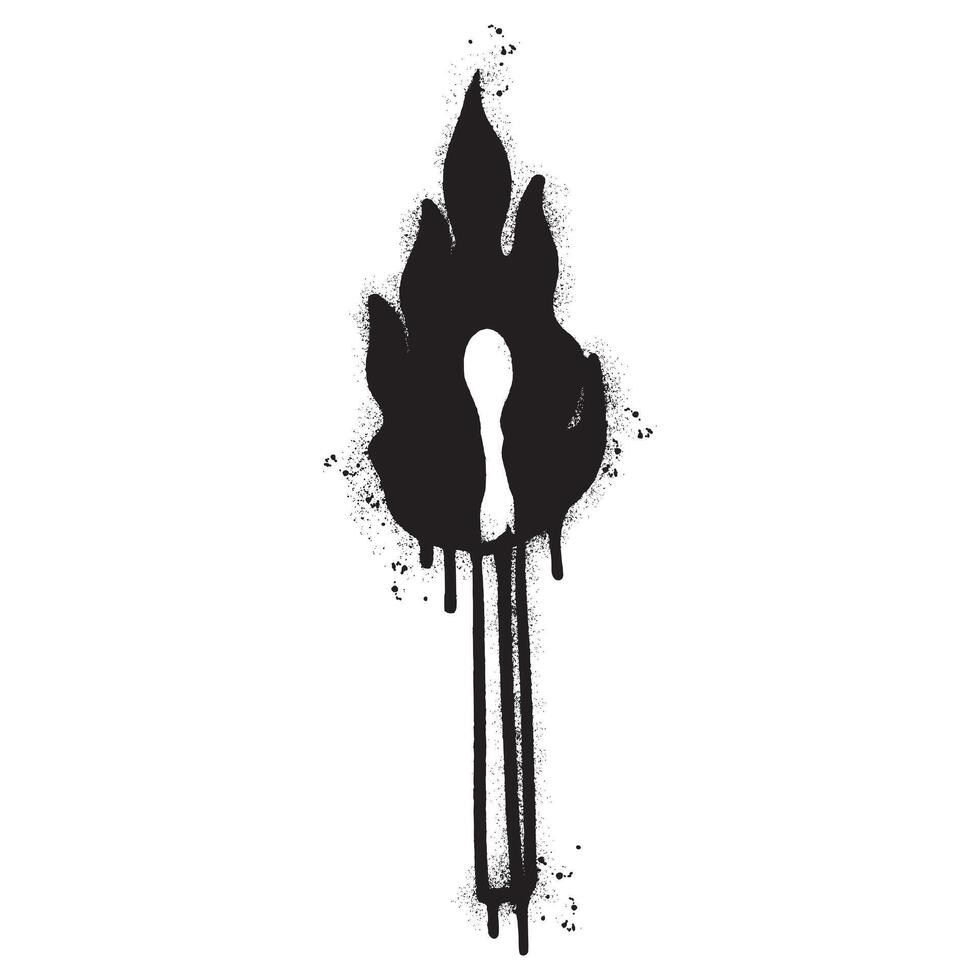 Spray Painted Graffiti Burning match isolated on white background. vector