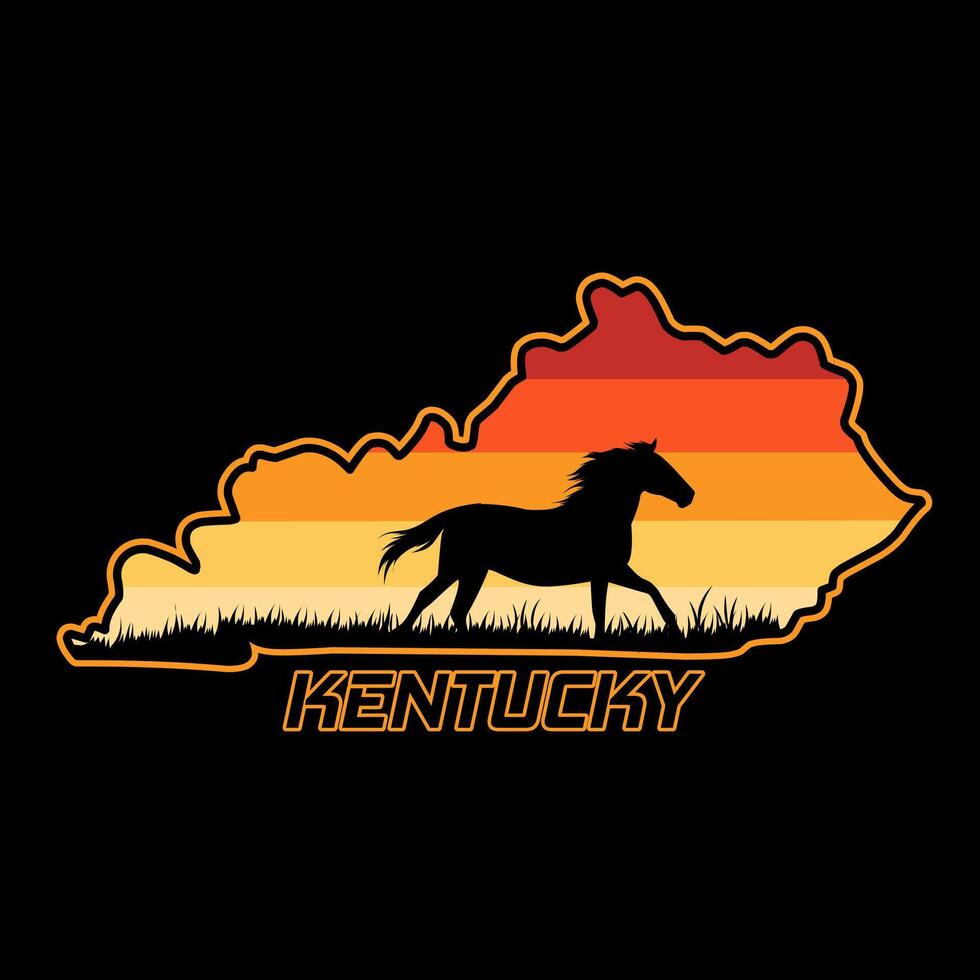 Kentucky Horse Silhouette with Sunset Gradient Design vector