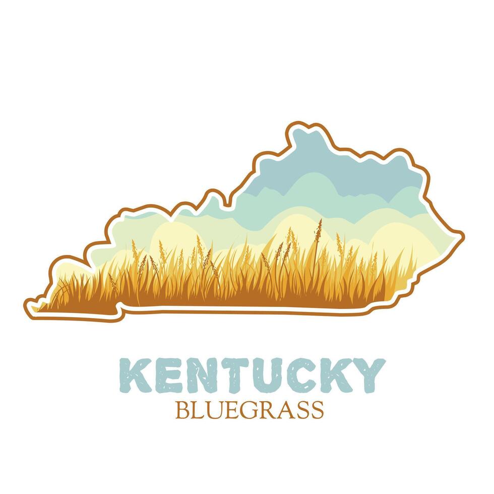 Kentucky Bluegrass Landscape Illustration with Fields and Hills vector