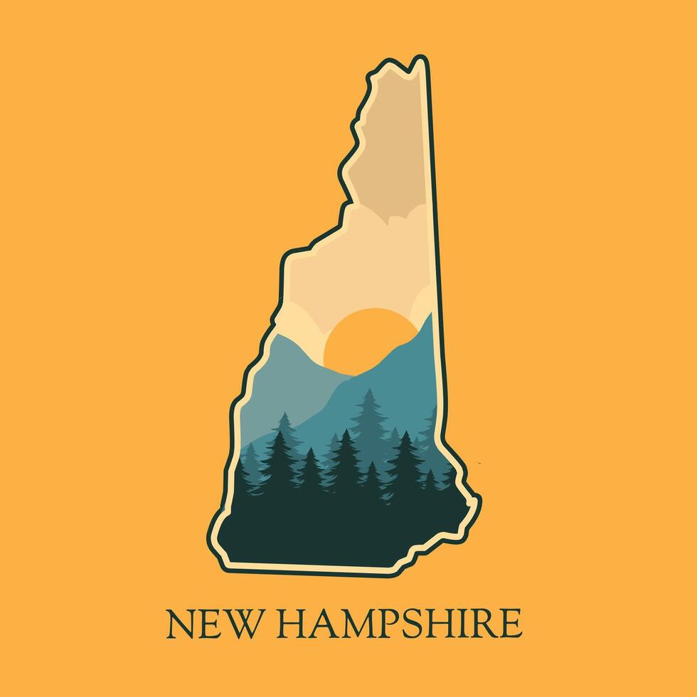 New Hampshire National Park with Sunset Scenery Perfect for Print, Apparel, etc vector