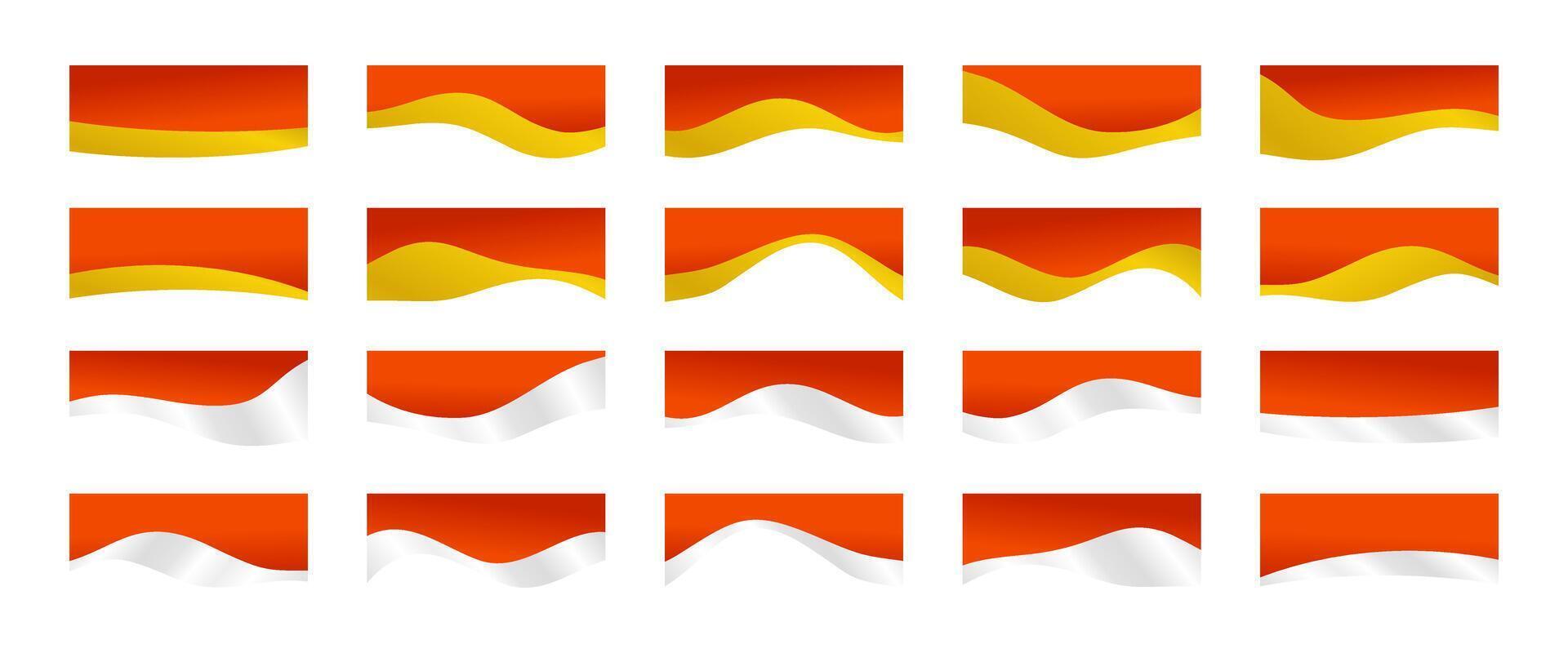 Collection of luxury border ornaments in red with gold and silver waves. Design for posters, greeting cards, brochures, banners, charters. vector
