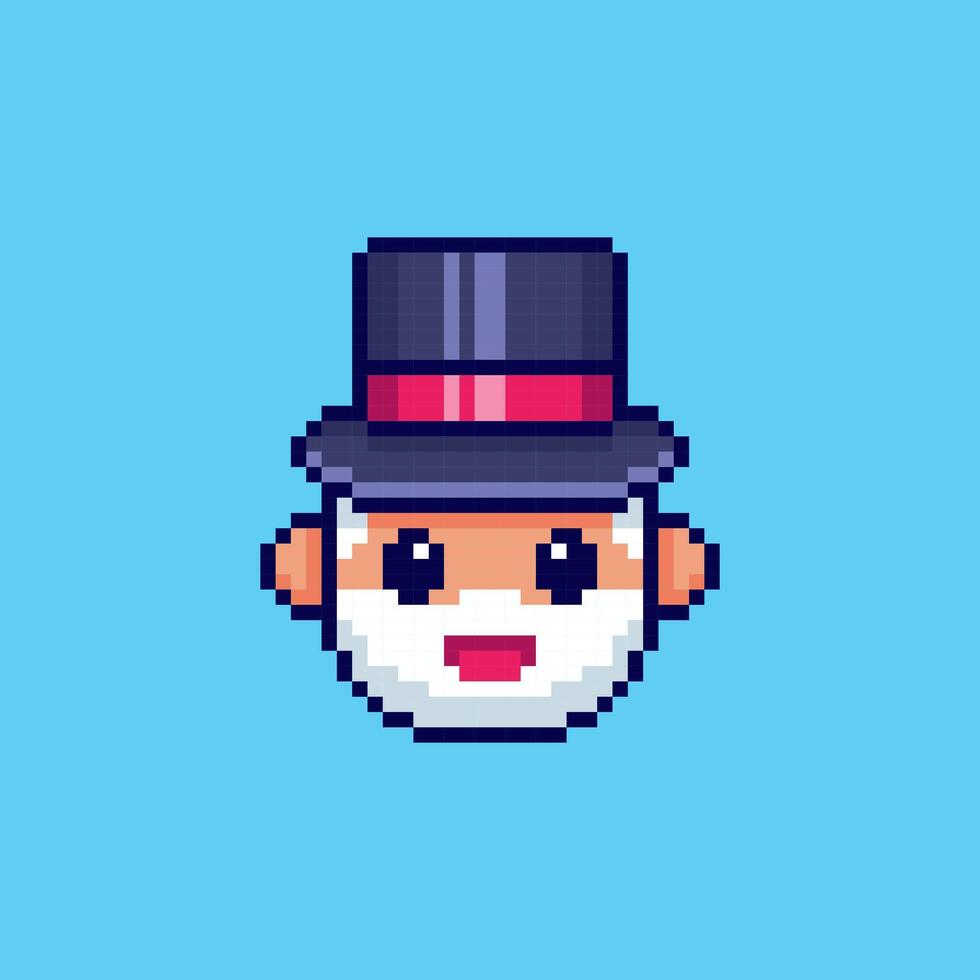 Pixel art Gentleman with Beard and Hat game asset design vector