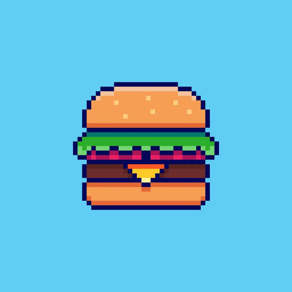 Pixel art Burger game asset design vector