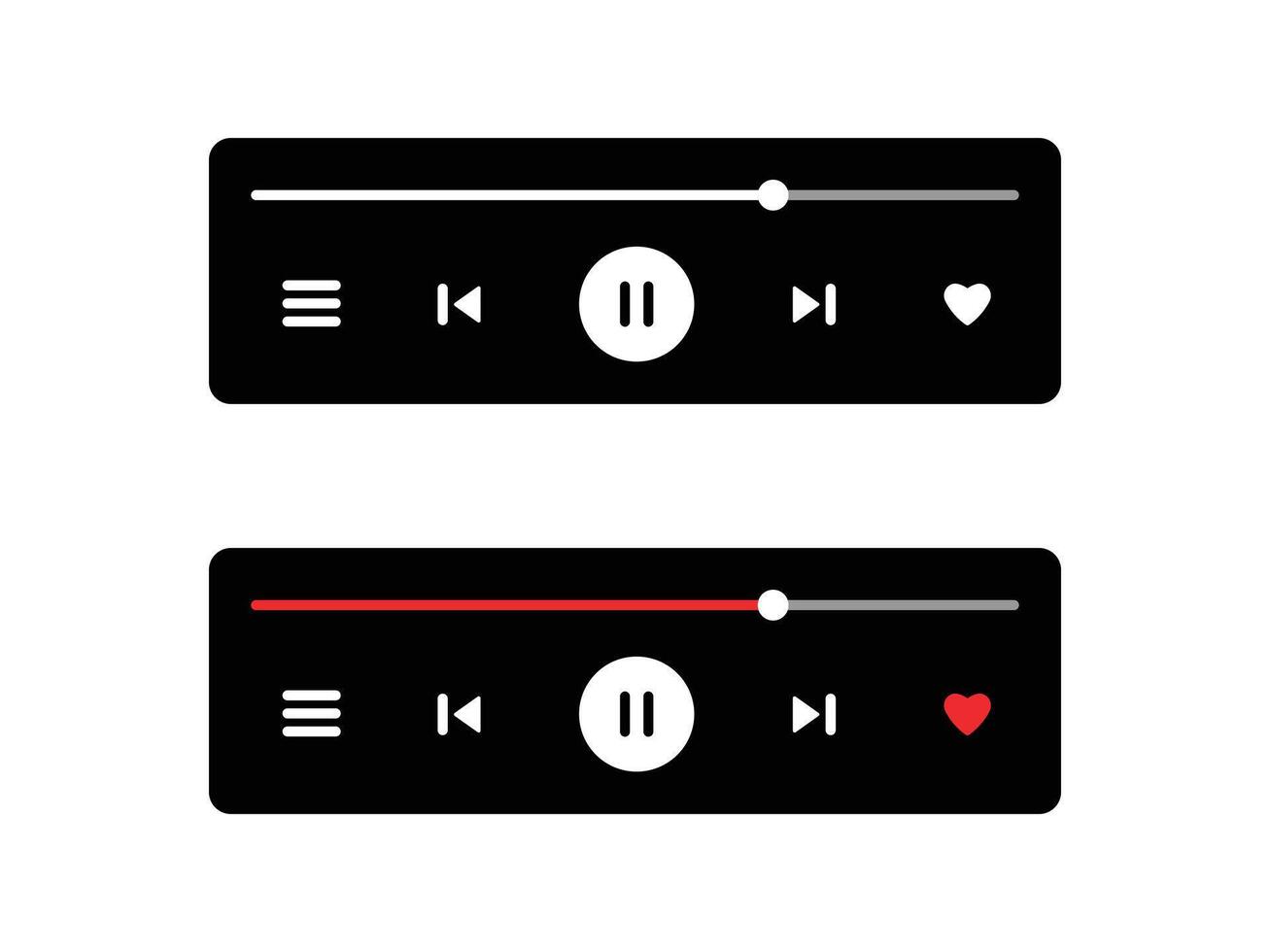 Music Player User Interface . Audio Media Player Widget with Buttons and Song Duration Bar. vector