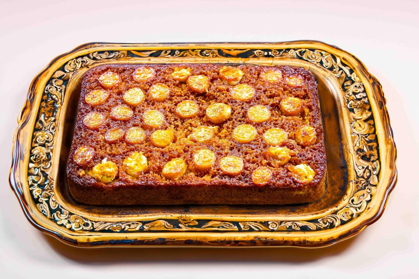 Traditional Brazilian caramelized banana pie. Brazilian food photo