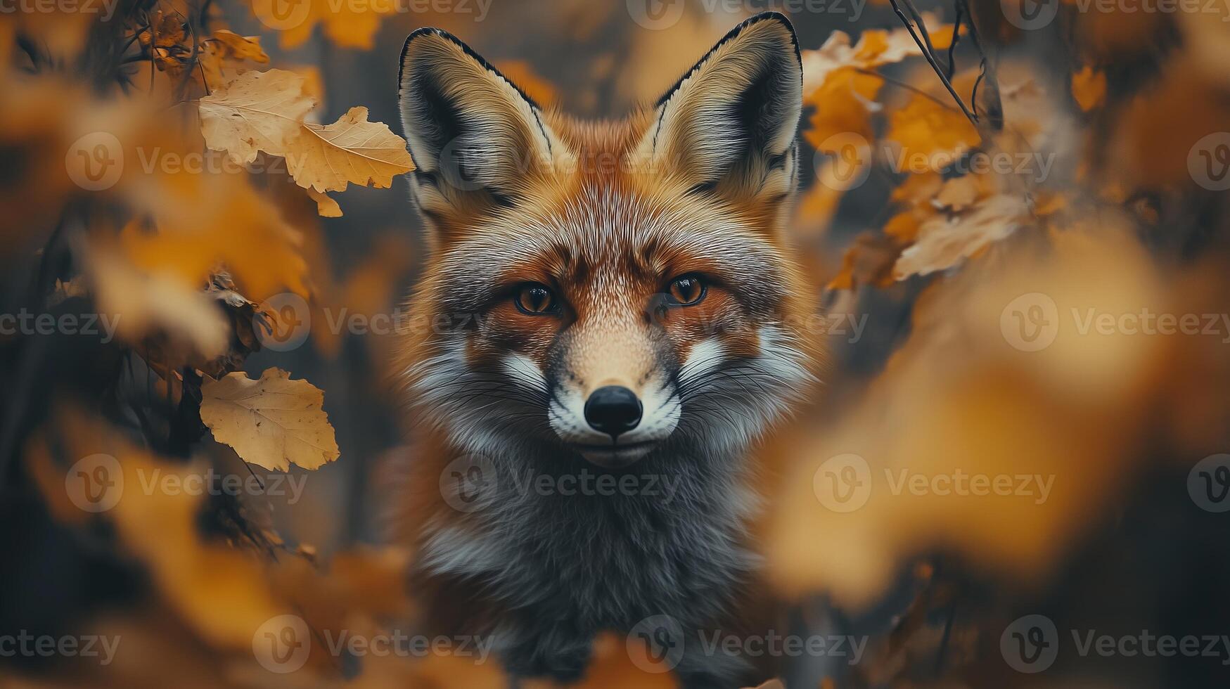 A striking image of a fox in an autumn setting photo