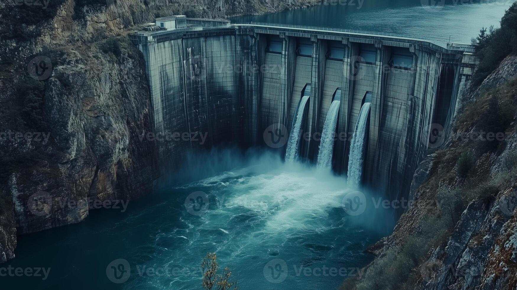 Close-up of the hydroelectric dam structure photo