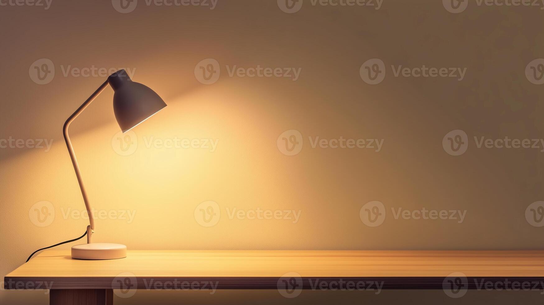 table lamp. space empty table product placement lamp down shining photo