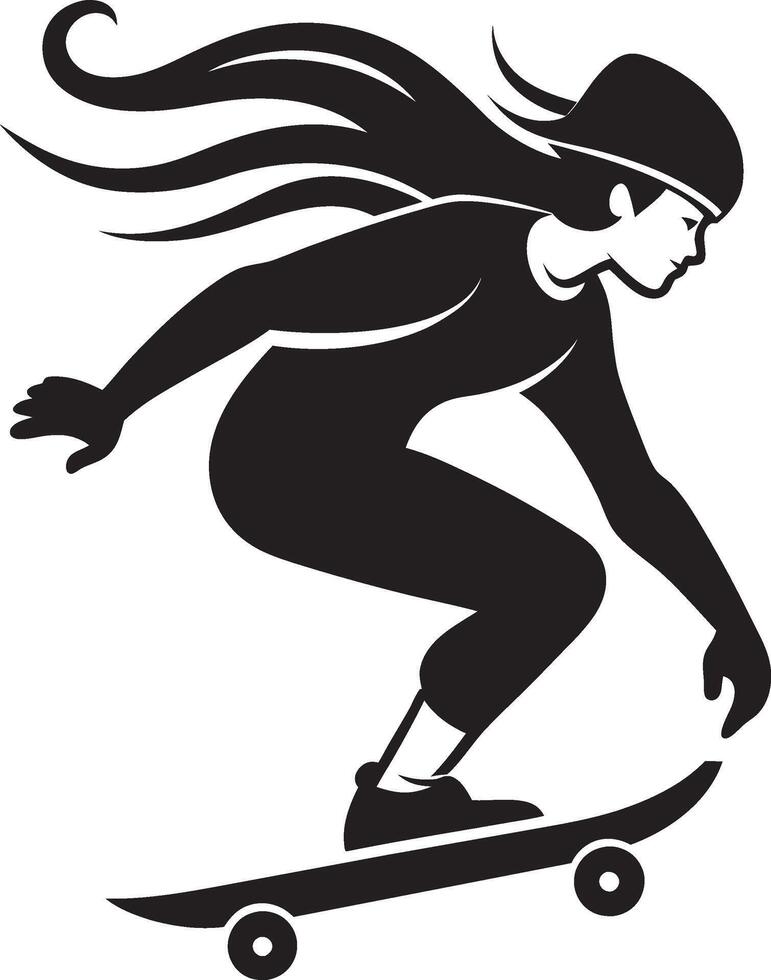 Silhouette of a Skater Gliding vector