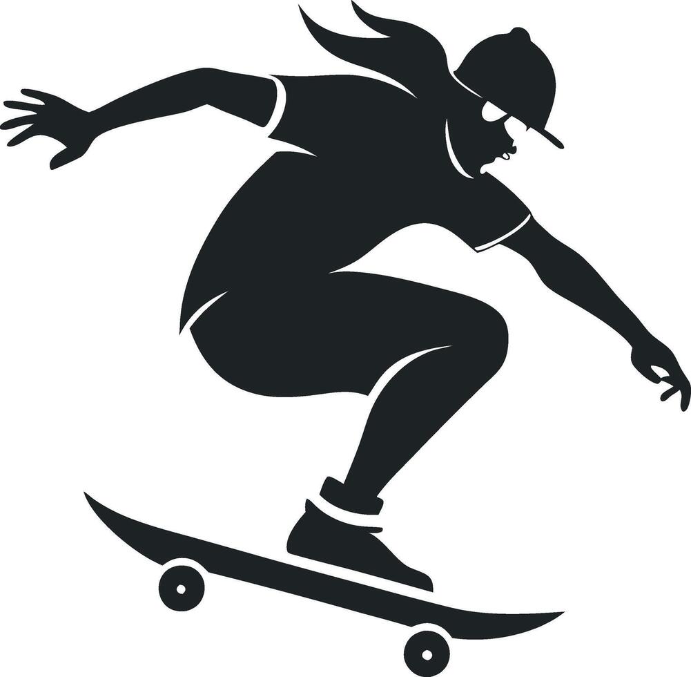 Flying Skateboarder Silhouette vector