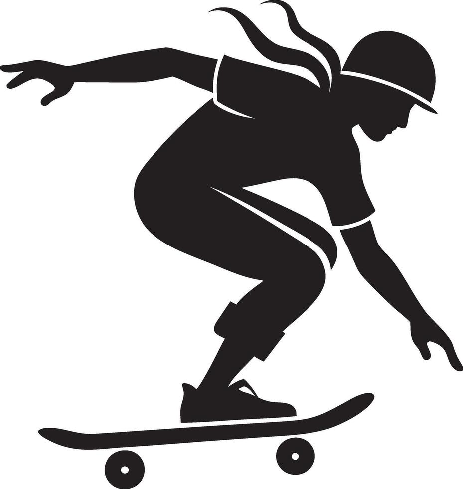 Silhouette of a Skateboarder on a Ramp vector