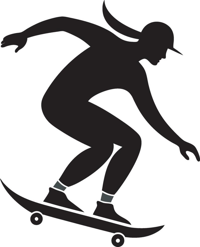 Dynamic Skateboarder Silhouette Performing vector
