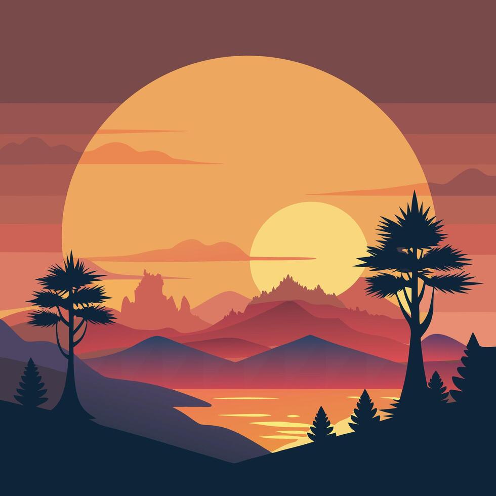 Sunset Silhouette design vector