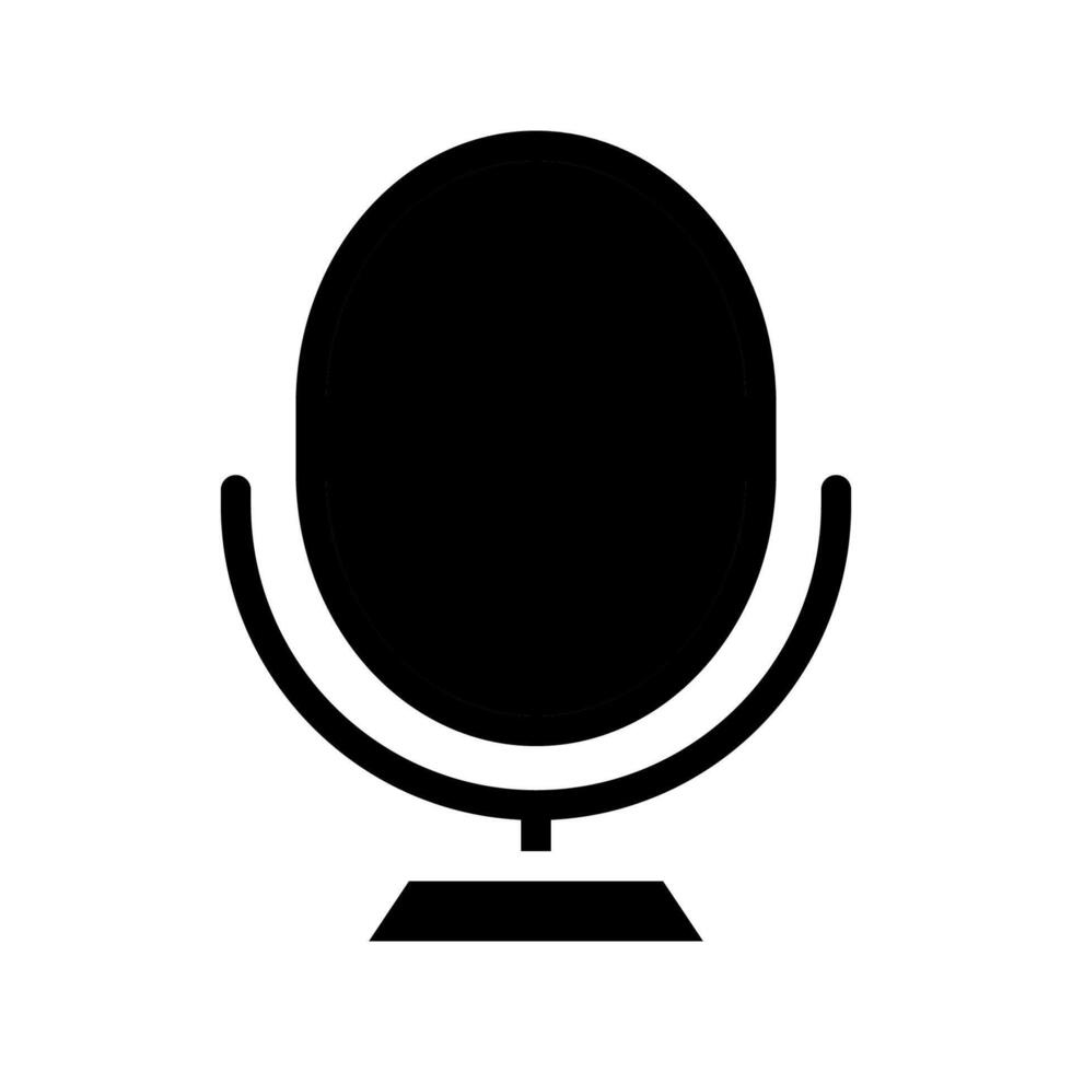 Microphone silhouette icon. Concept of podcast, broadcast, and communication. vector