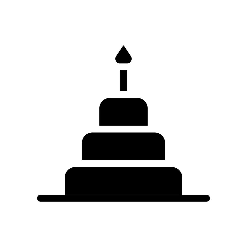 Birthday cake with candle silhouette. Concept of celebration, anniversary, and party. vector