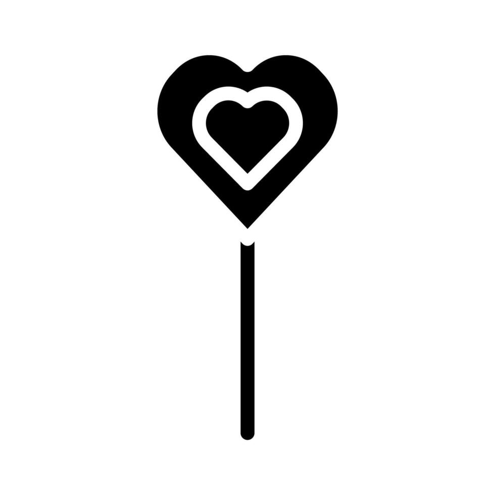 Heart shaped lollipop silhouette. Concept of love, romance, and Valentine's Day. vector