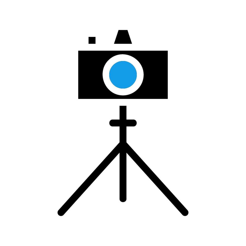 Camera on tripod icon. Concept of photography, videography, and filmmaking. vector