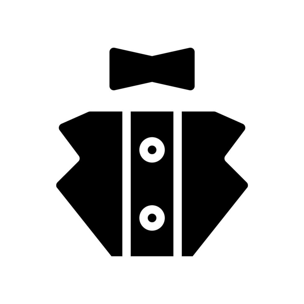 Tuxedo suit with bow tie icon. Concept of formal wear, elegance, and celebration. vector