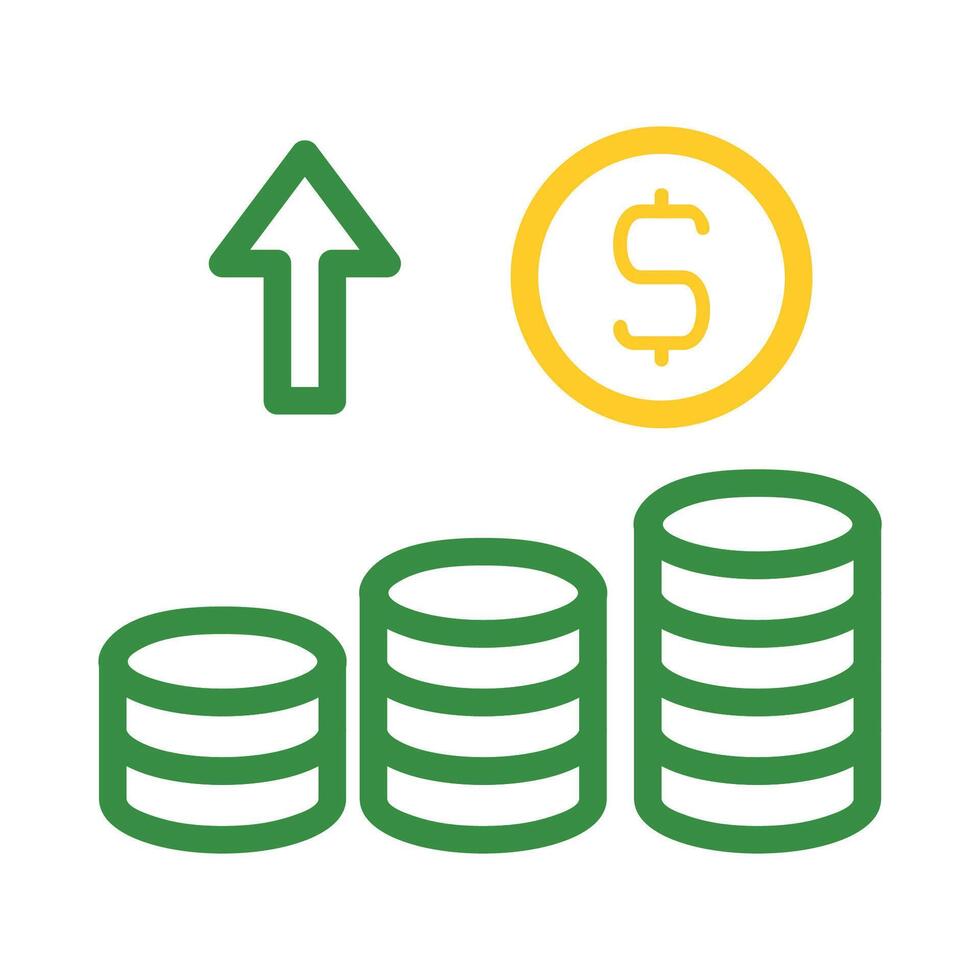 Stacked coins with arrow up. Concept of financial growth, investment, and profit. vector