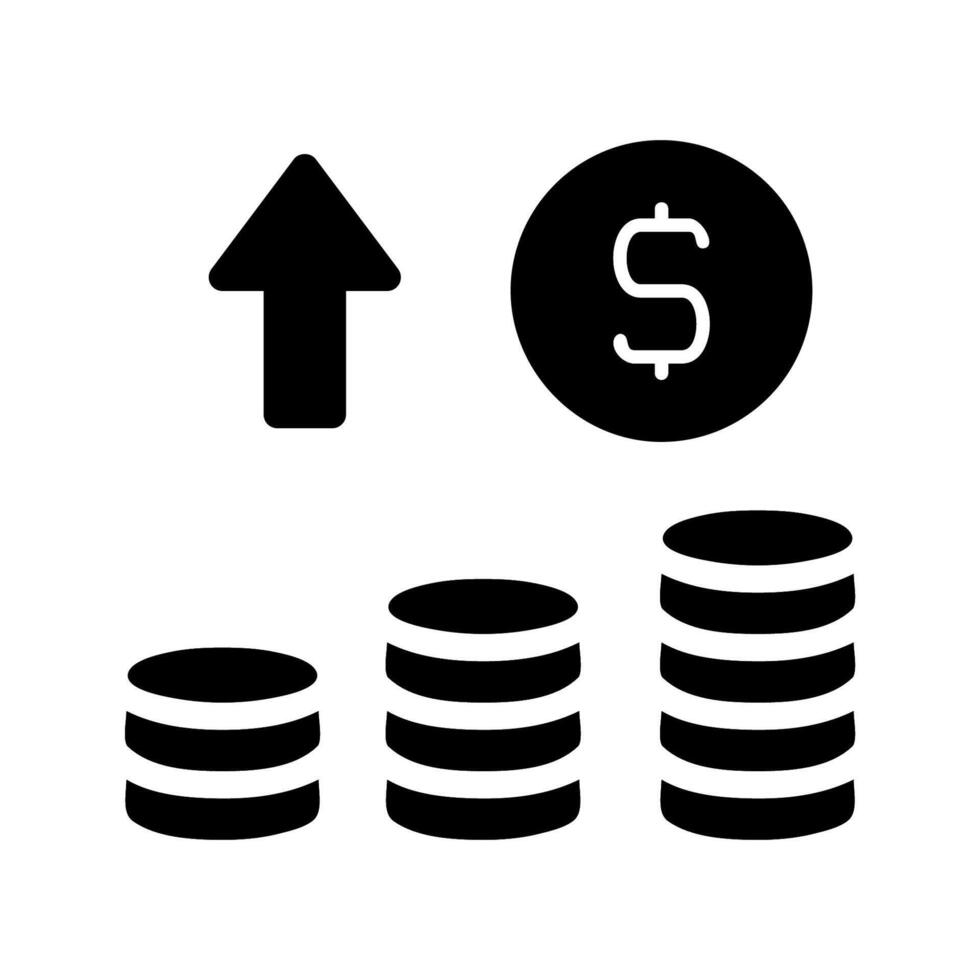 Stacks of coins with upward arrow. Concept of financial growth, investment, and profit. vector