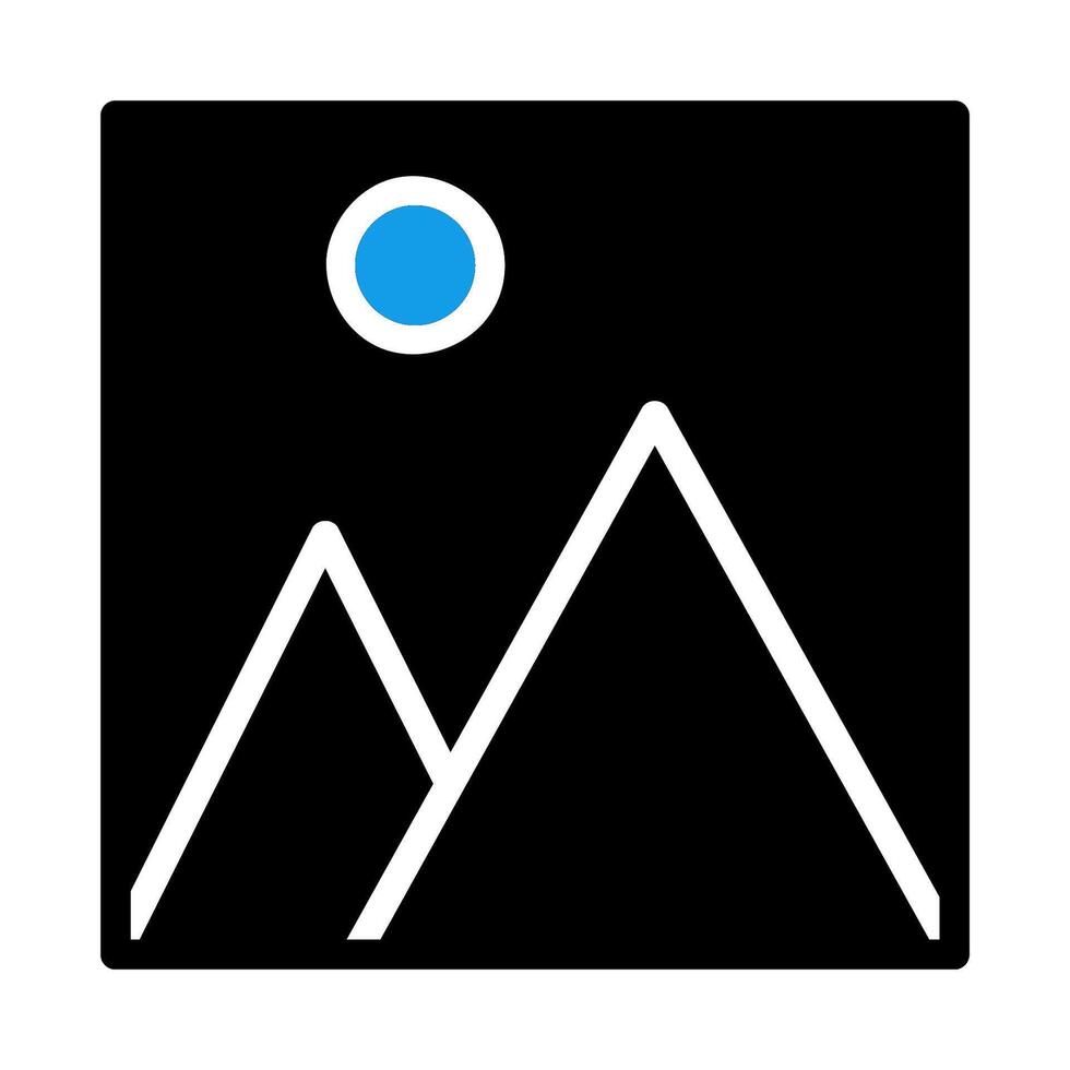 Mountain landscape icon. Concept of travel, adventure, and exploration. vector