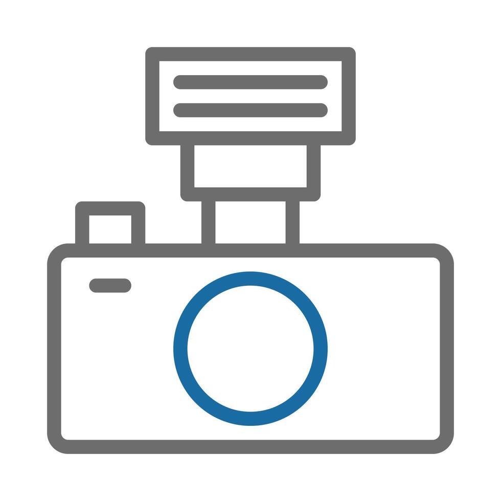 Camera icon with flash. Concept of photography, imaging, and visual media. vector