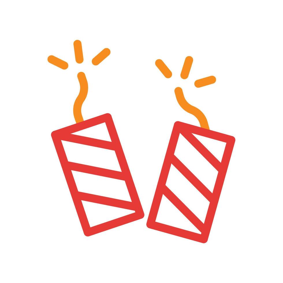 Two red firecrackers with fuse. Concept of celebration, party, and fun. vector