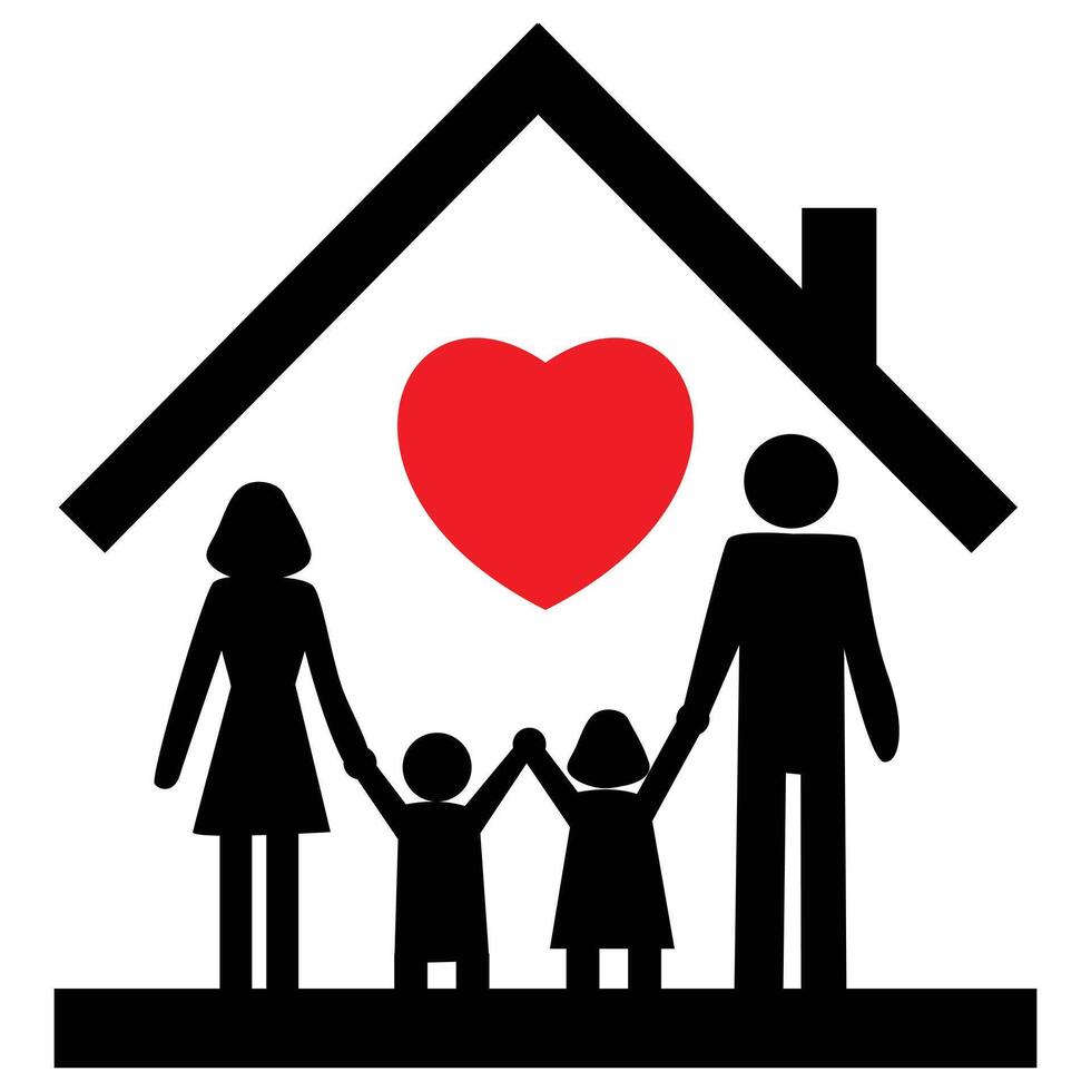 World family day at home with heart icon vector