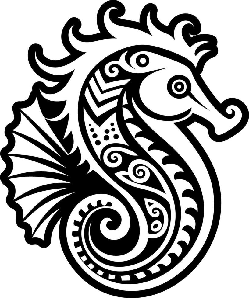 Seahorse tattoo icon in filled style vector