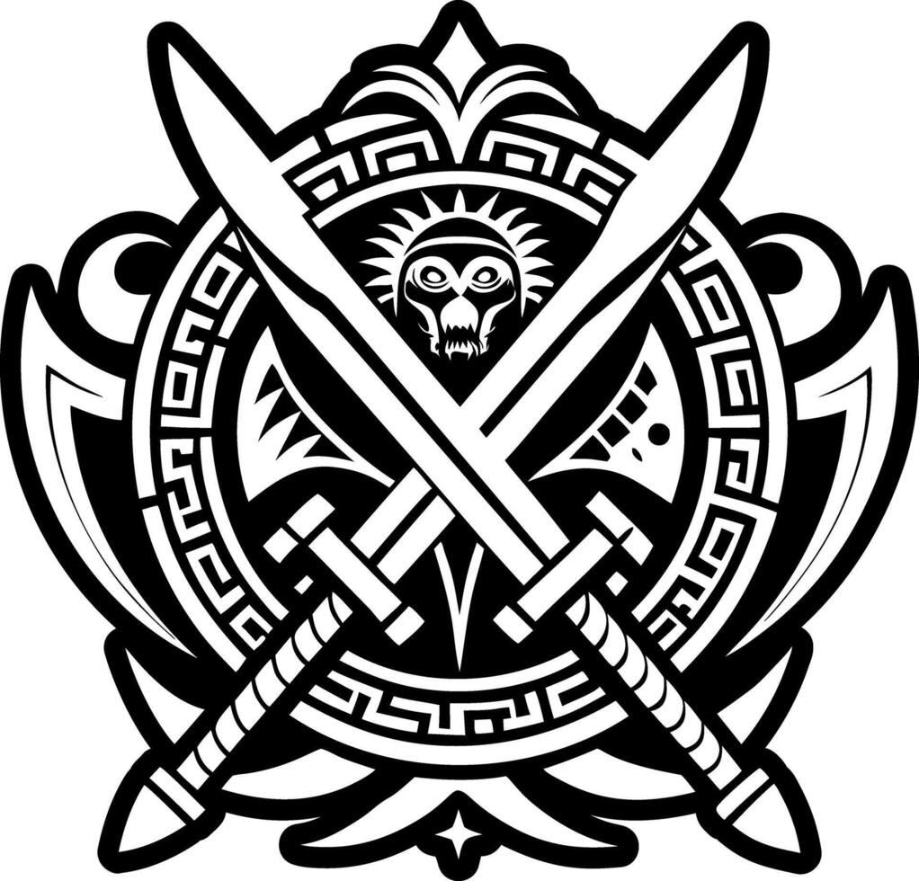 A glyph style icon of crossed swords symbol vector