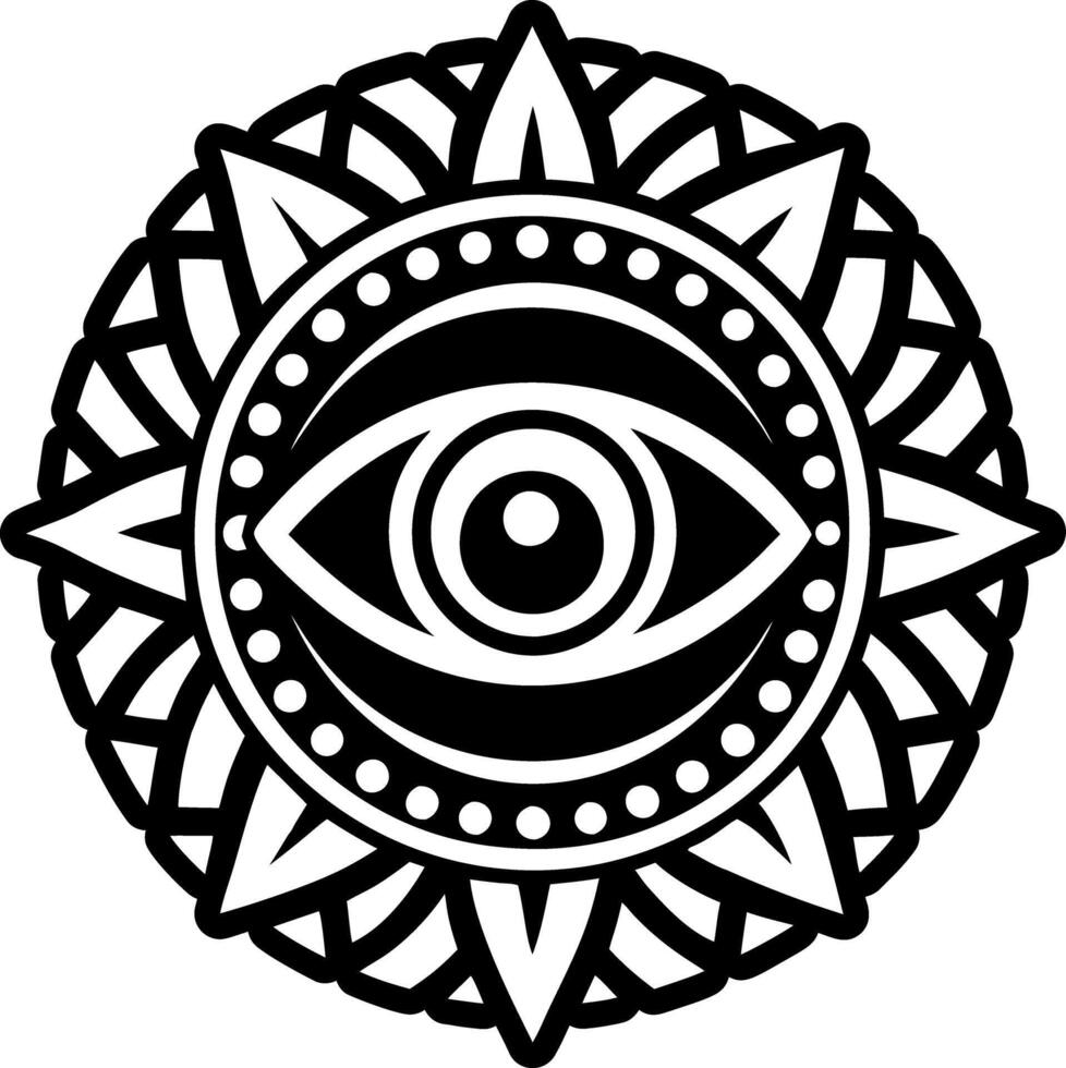Spiritual eye icon in filled style vector